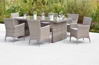 MX Gartenmöbel Teneriffa Set 13tlg. Sessel Sitzkissen Kunststoffgeflecht Glasplatte Tisch 200x100cm